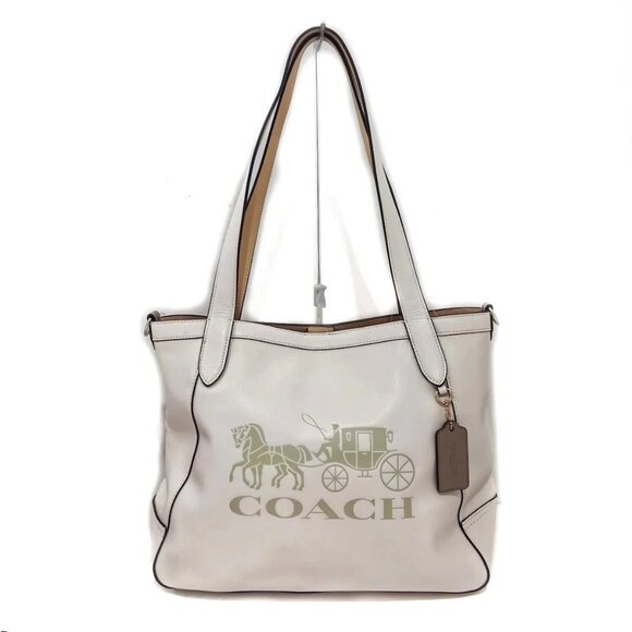 Auth COACH - C4063 Cream Leather Tote Bag - Picture 1 of 9